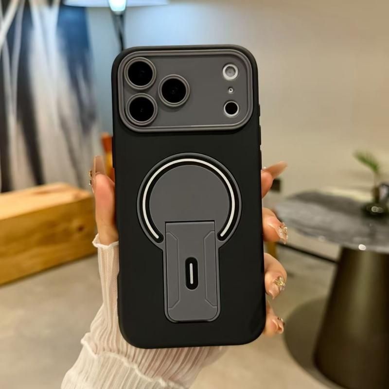 

Невидима магнітна підставка м який протиударний чохол для телефону IPhone 17 16 15 14 13 12 11 Pro Max Контрастний колір відчуття шкіри багатофункціональна магнітна кришка iPhone 11 Pro чорний