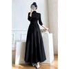 French Style Black A-Line Dresses Women Elegant High Waist Long Sleeve Midi Dress Autumn Winter Slim Fit Maxi Dress