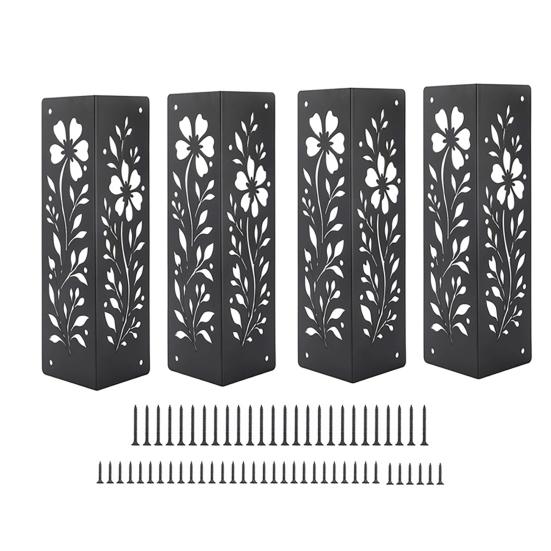 

4Pcs Garden Bed Corner Brackets Heavy Duty Metal Corner Brackets for Wood Decorative Floral Corner Brackets with Screws for Raised Garden Bed Planter 4pcs
