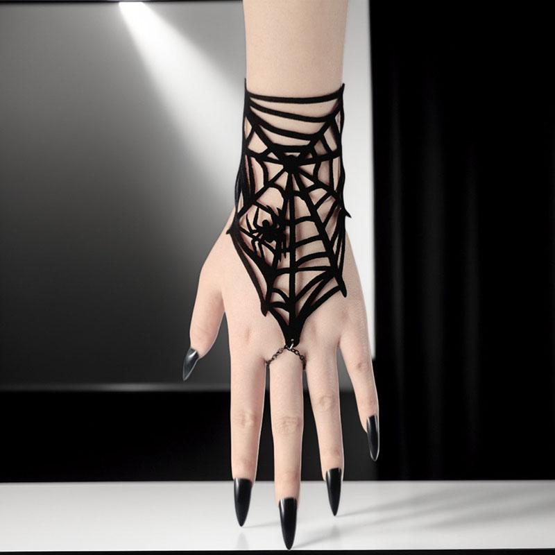 Gothic Bracelet Black Spike Adjustable Bracelet Dark Spider Web Personalized Bracelet Party Web Bracelet Jewelry Accessories