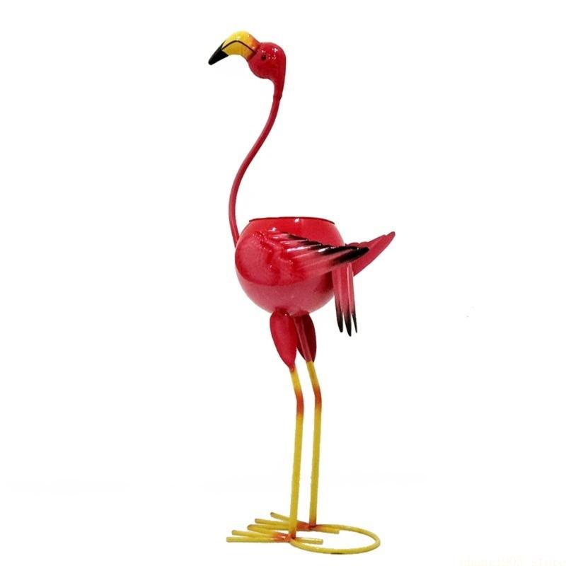 QX2E Metal Planter Flamingo Gift for Women Outdoor Planter Flamingo Decors Garden Statue for Porch Garden Yard Ornaments