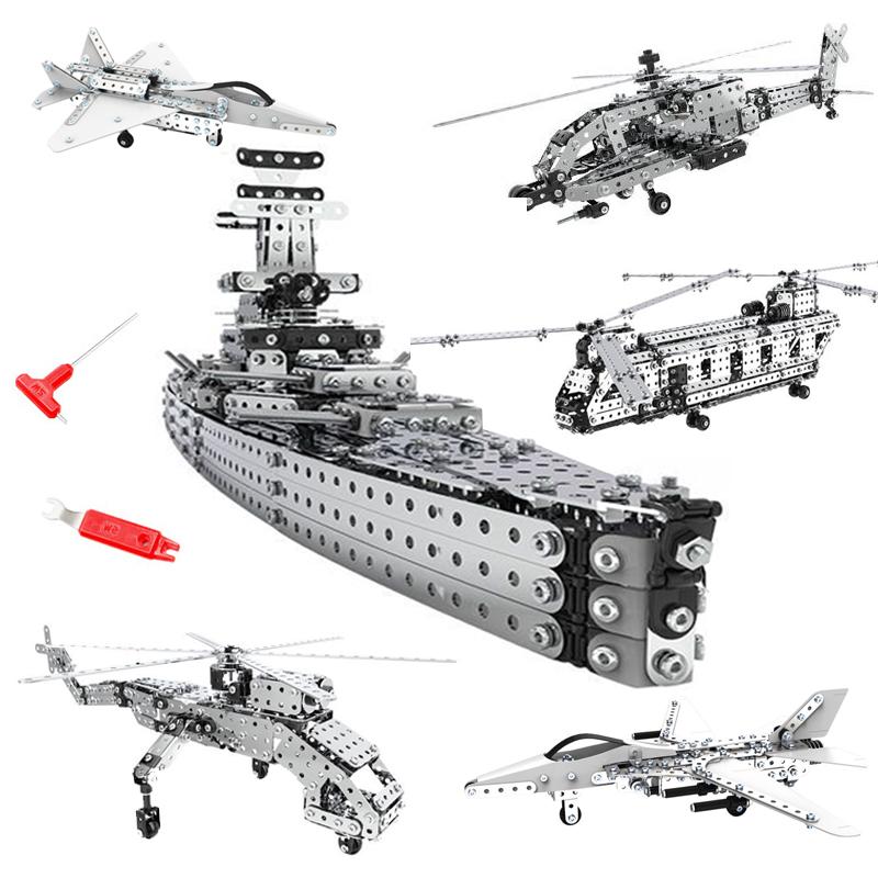 Kinder DIY Metall 3D Montage Bausteine Flugzeug Kriegsschiff Modell Schraube Mutter Metallspielzeug Erwachsener Hoher Schwierigkeitsgrad Puzzle