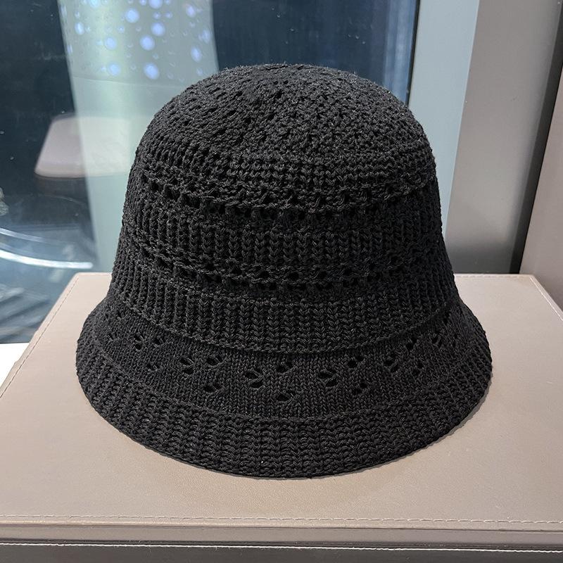 

Весна и лето, новая ажурная вязаная шляпа рыбака, женская сельская шляпа-ведро, большая защитная шляпа от солнца чёрный