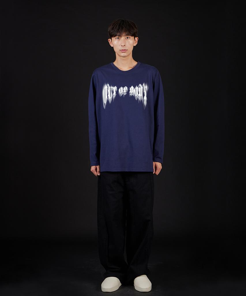 ASTRAL PROJECTION Out Of Body Oversized Long Sleeve T-Shirt_Navy