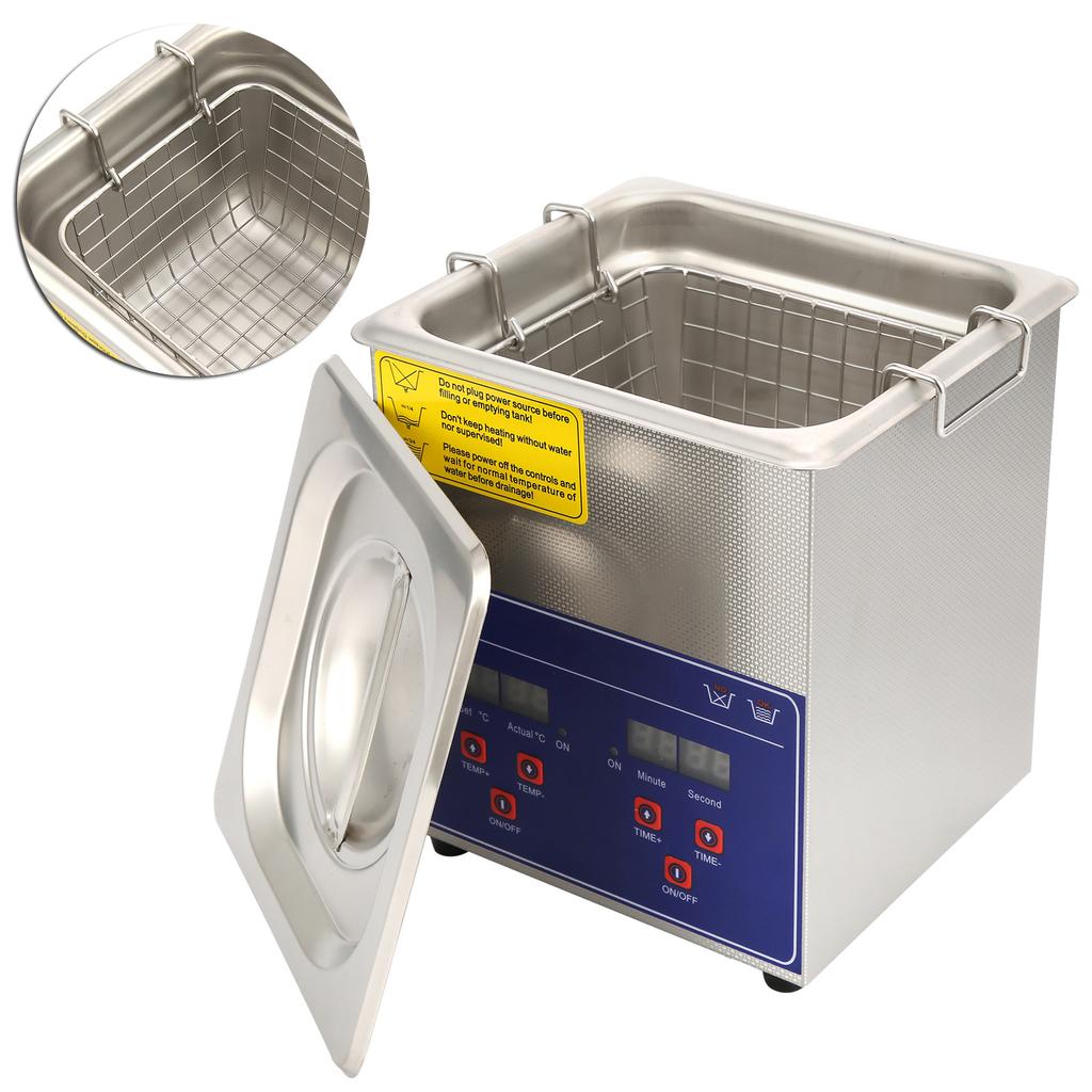 Industrial Ultrasonic Cleaner Digital Stainless Steel Heater Timer Cleaning Equipment 2L PS‑10A