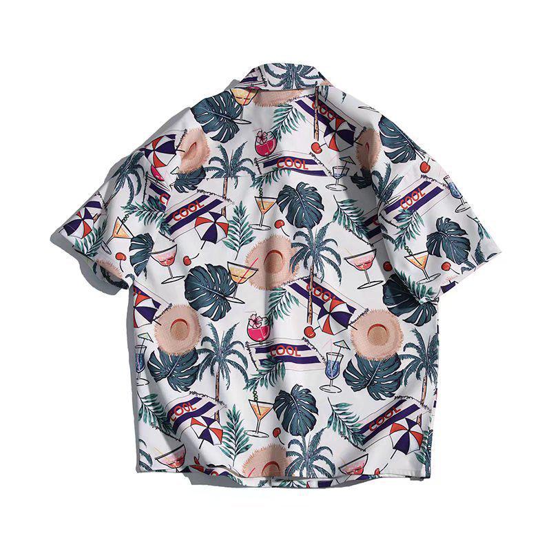 Unisex Summer Floral Short Sleeve Shirt - Hainan Sanya Travel & Casual Hong Kong Style Fashion