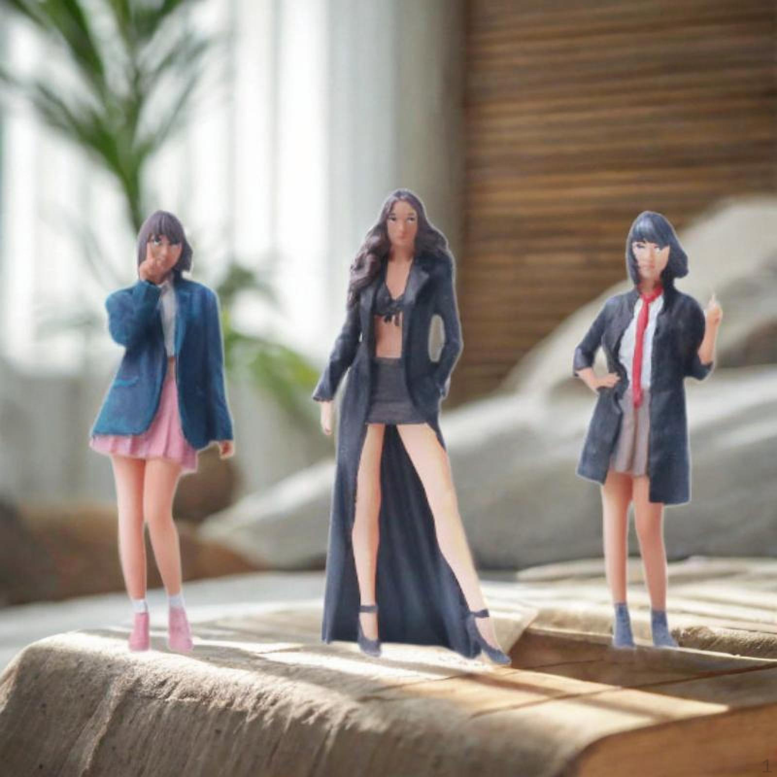 

3x 1:64 Scale Female Figures Mini Architectural Models Sand Table Ornament DIY Scene Decor Standing