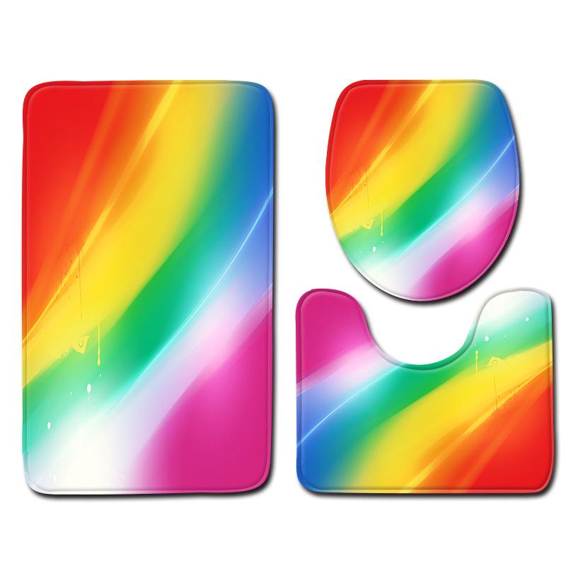 

Rainbow Bathroom Floor Mat Toilet Three-Piece Set 45cmx75cm
