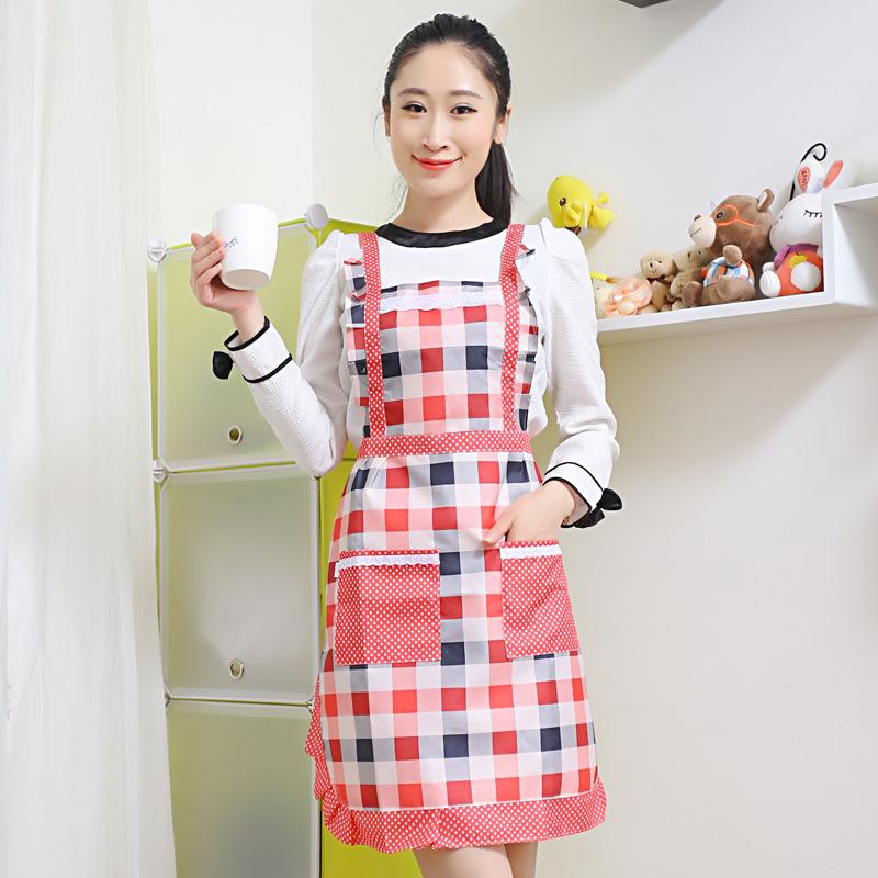 

Фартук с женским карманом с оборкой, цветочный с розами, для готовки, кухни, официантки, шеф-повара C-Red