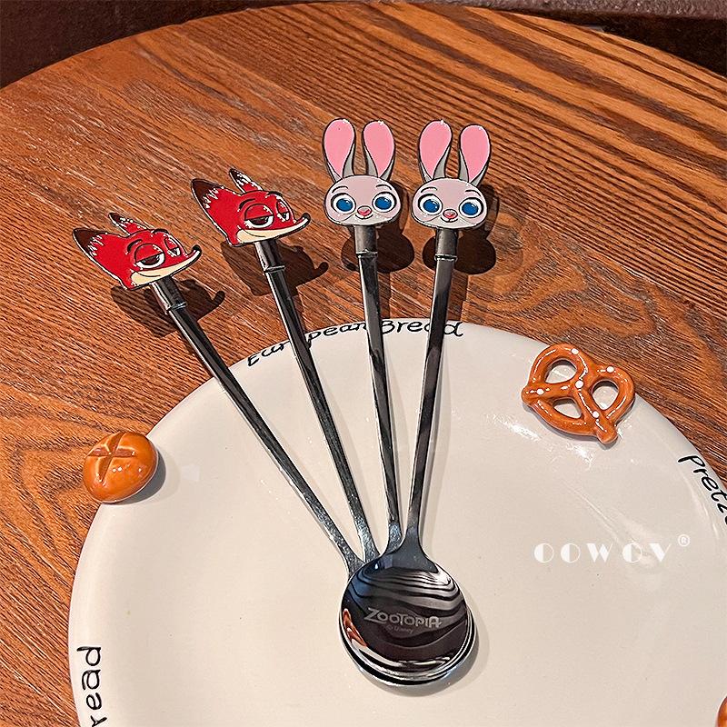 Baifenbai Home Furnishing Crazy Animal City 304 Stainless Steel Spoon Long Handle Round Spoon Portable Spoon High Value Dessert Spoon Eating Spoon