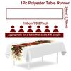 1pc Christmas Table Runner Retro Poinsettia Polyester Table Cover Christmas Decorations for Home 2026 New Year Party Supplies