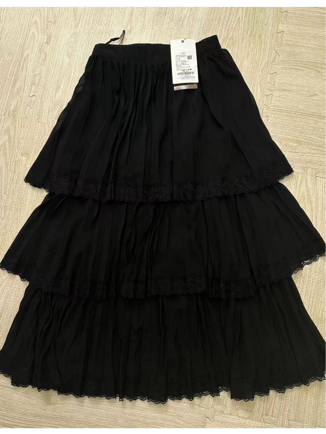 Brand Order Women s Lace Chiffon Patchwork Skirt - Super Fairy Design, Early Spring 2026 Extra Large чёрный