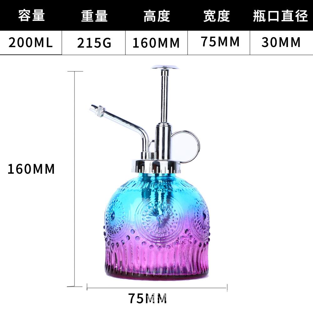 European Colorful Embossed Glass Watering Can Home Gardening Watering Sprinkler Kettle Succulent Plant Spray Can Gardening Decor