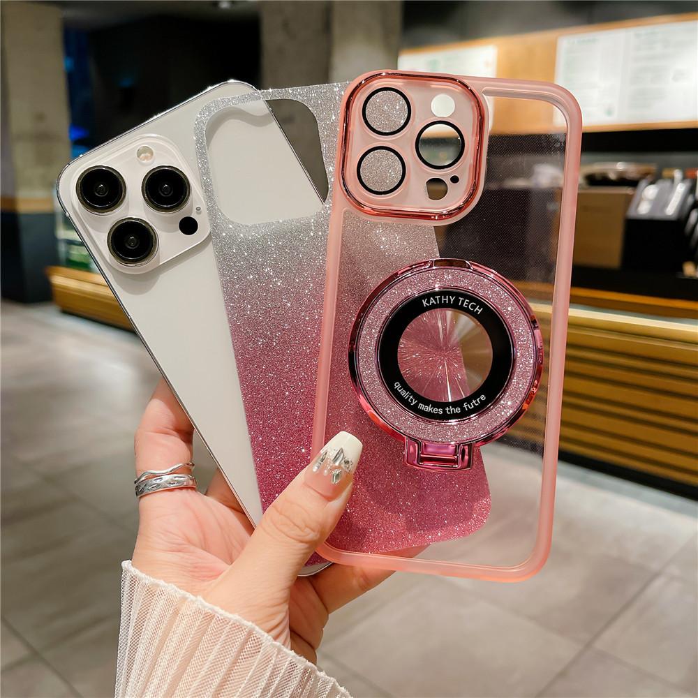 S 24 S24Plus S24Ultra Glitter Plating Stand Magnetic Case For Samsung S24 S23 S22 Ultra Plus S20FE S21 FE M13 M14 Silicone Cover