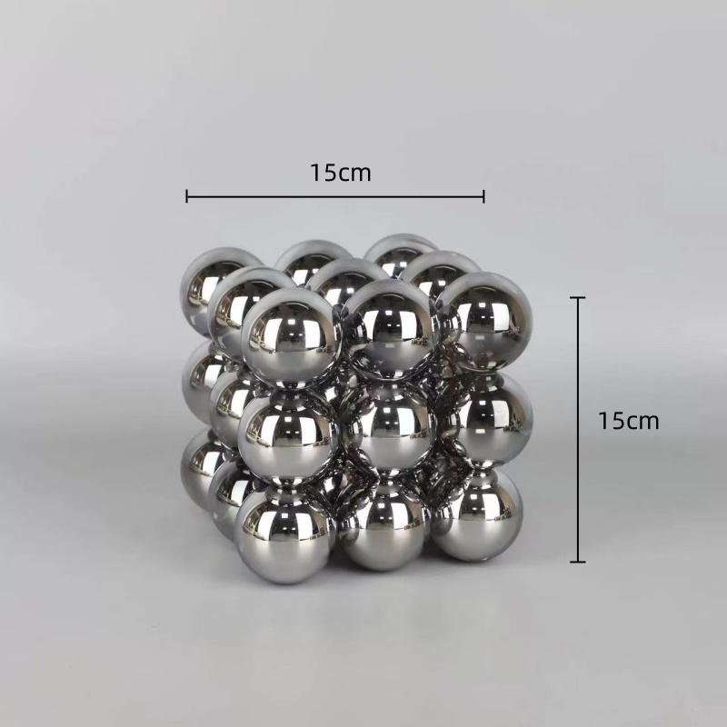 Yaratıcı Geometrik Kristal Süsler Yığın Top Bloklar Moleküler Cam El Sanatları Gümüş Top Ev Dekorasyon Aksesuarları