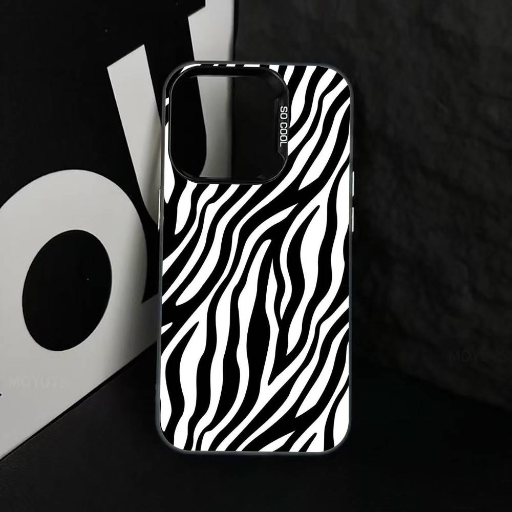 p-Zebra print Phone Case For iPhone 17,16,15,14,13,12,11 Plus,Pro Max,XS,Colorful Silver Black Cover