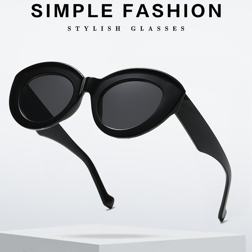 Trendy Eyewear Retro Sun Glasses Thick Frame Oversized Sunglasses Oval Sun Glasses
