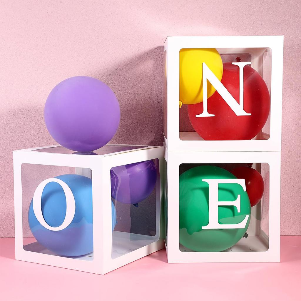VICASKY Balloon Box Birthday Letter Set Transparent One Balloon Box 1st Year Old Decoration Alphabet Balloon Party Decoration Birthday Reception