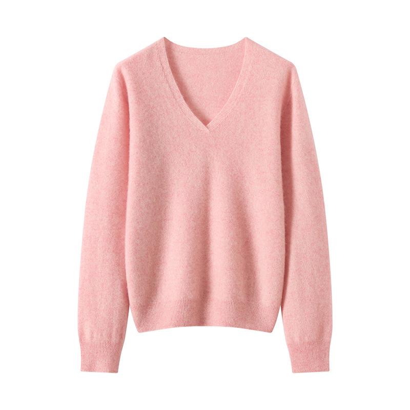 Autumn Winter Cashmere Knit Women's Long Sleeve Base Layer – Soft, Comfortable, Solid Color, Versatile Fashion.