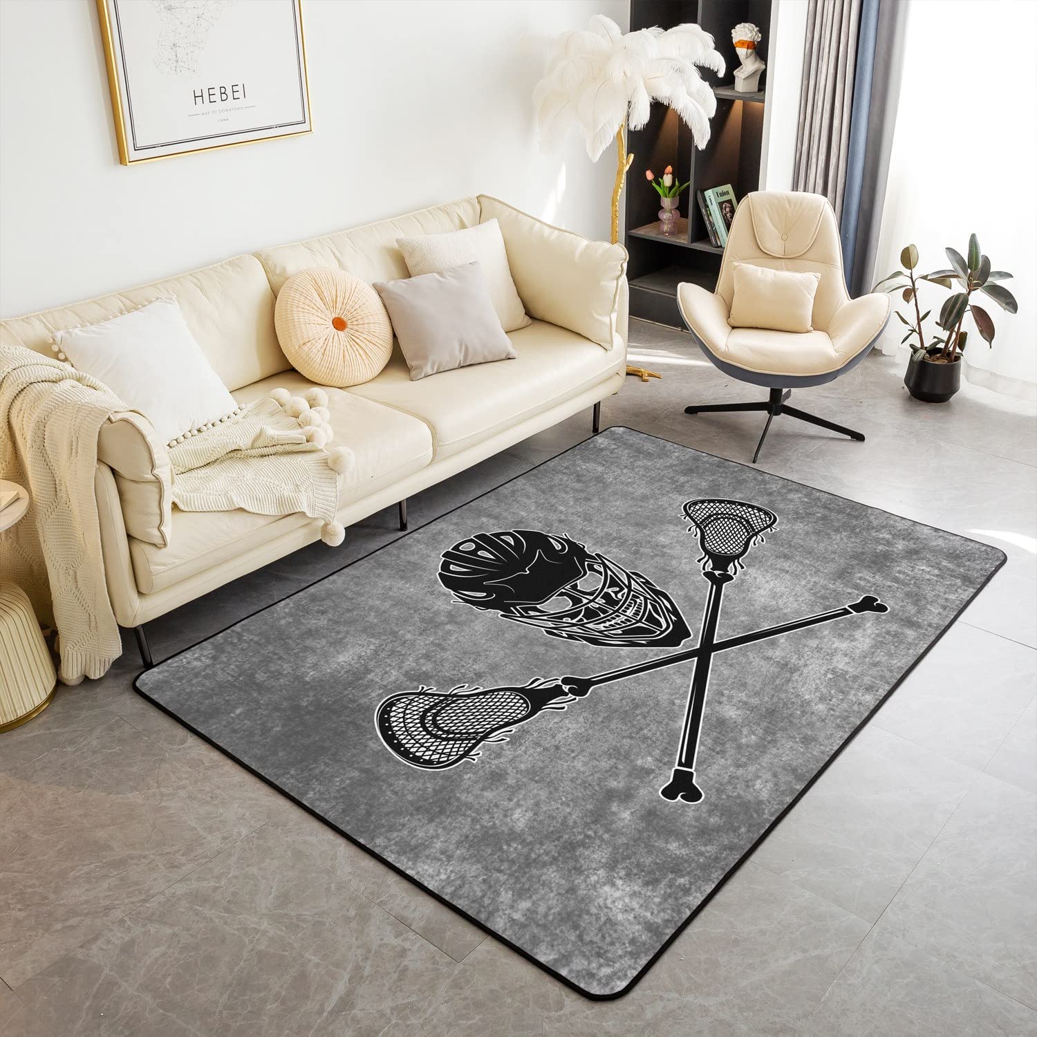 

Килим з малюнком на тему хокею на льоду, домашній, плюшевий, нековзкий, спортивний килим для хокею на льоду для вітальні, спальні, ігрової кімнати, декор, килимок для підлоги з хокеїстом 40x60cm 16x24 inch