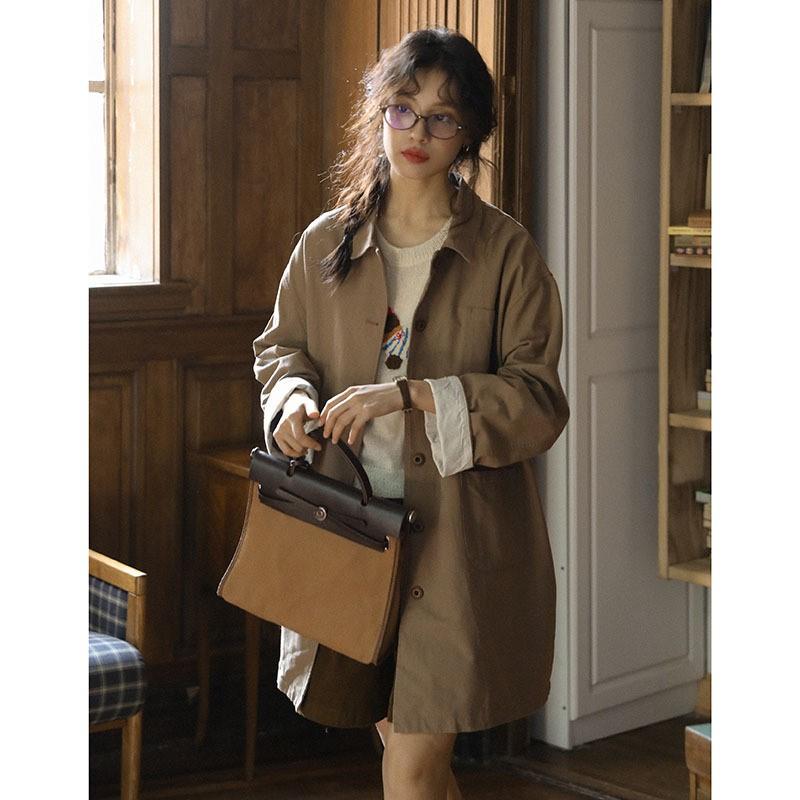 Johnature Spring Japanese Vintage Jacket Women Casual Long Loose All Match Mori Women Coats