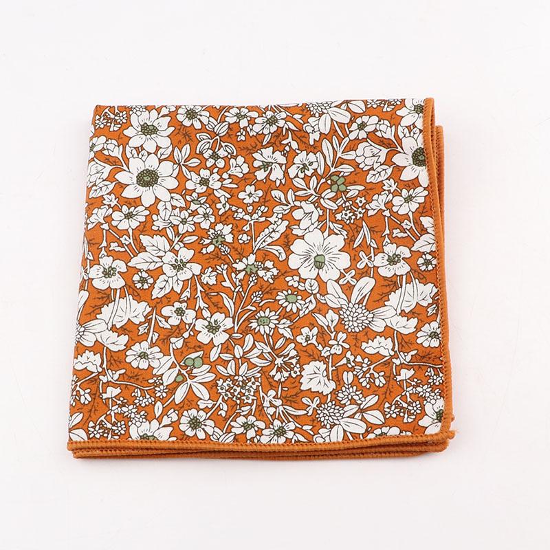25cm Vintage Floral Cartoon Printed Handkerchief Cotton Women Men Wedding Suits Pocket Square Adult Gift Accessory High Quality