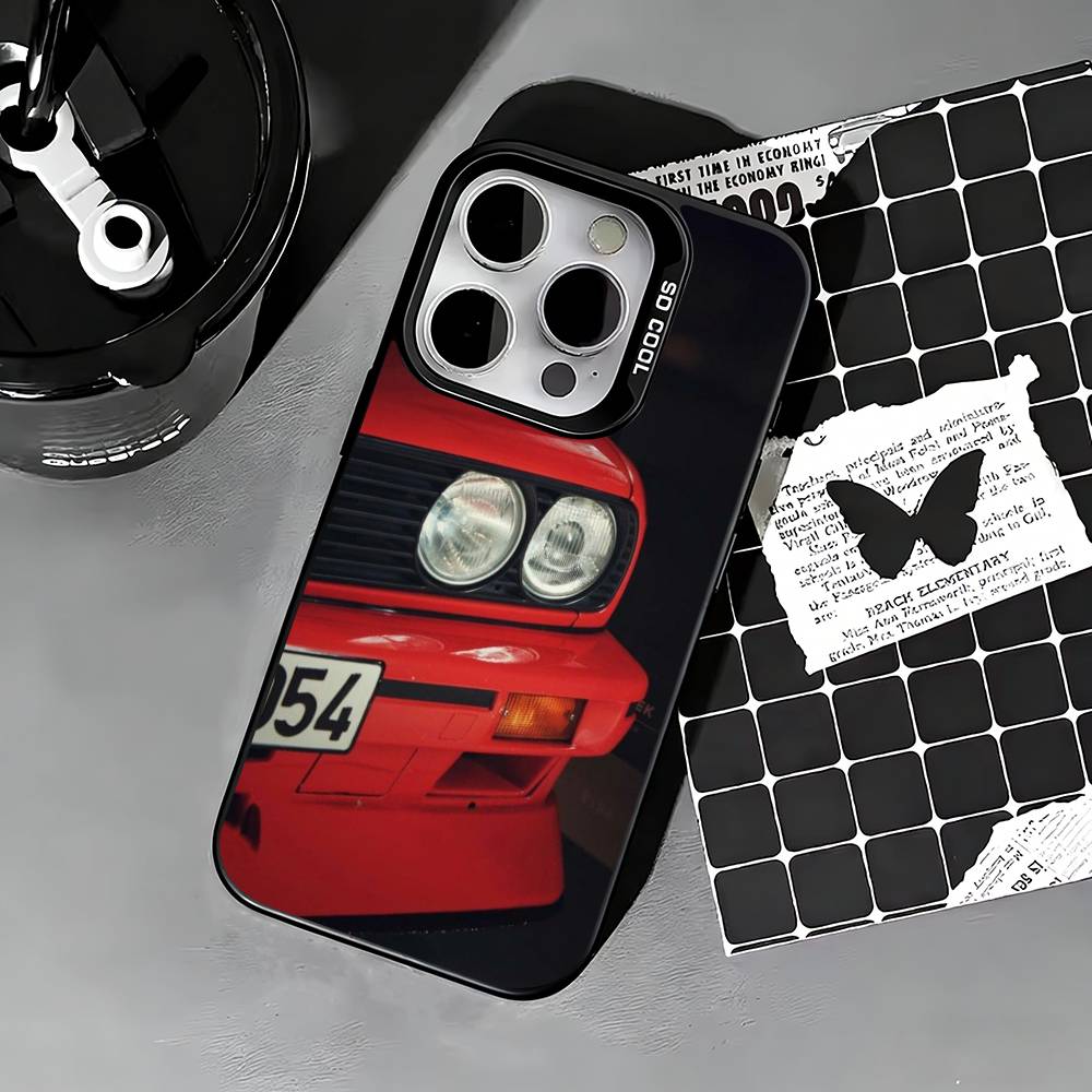 E-E30 Car Phone Case For iPhone 17,16,15,14,13,12,11 Plus,Pro Max,XS,Colored Silver Phone Case