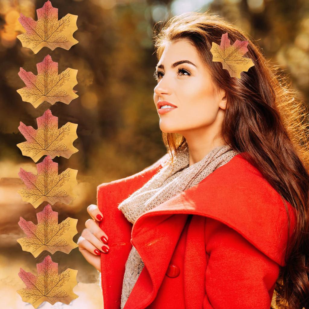 Thanksgiving Festival Theme Hair Clip Set of 10 for Women Girl Nonslip Leaf Barrettes All Age Party Props Hair Ornament