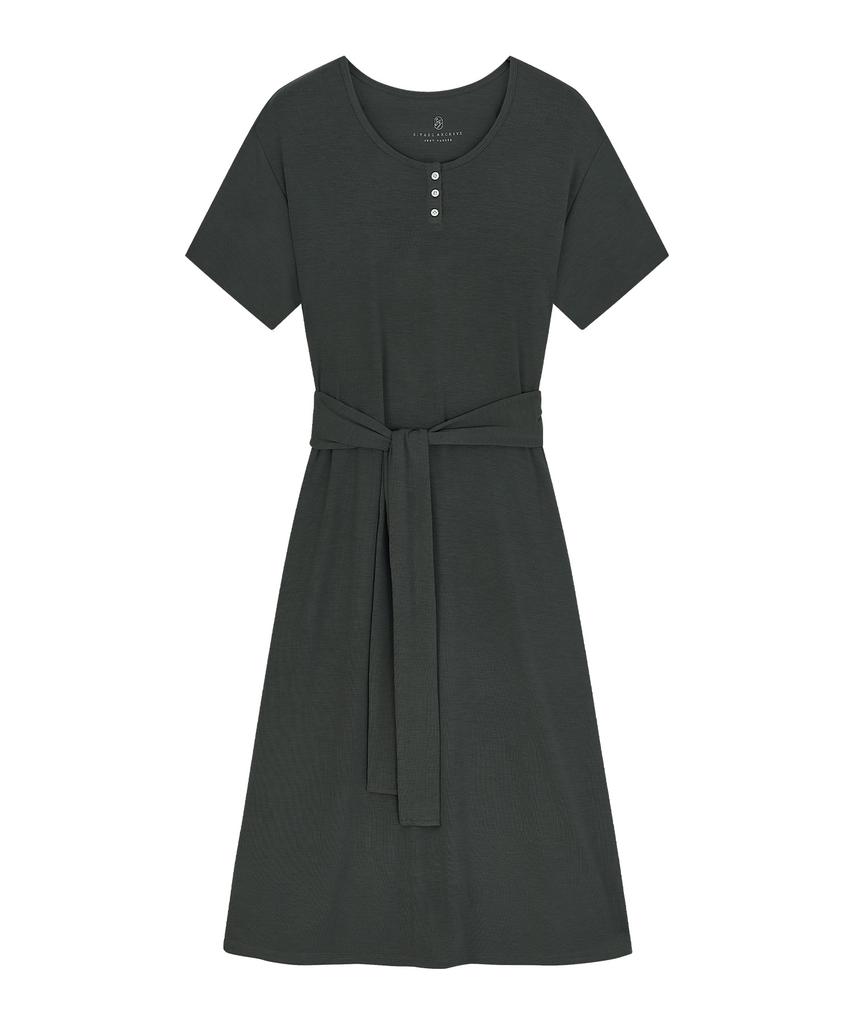 Siyajyu Sia8042 Relaxed Jersey Wrap Dress_Charcoal