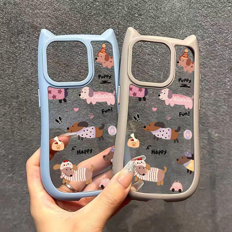 English Brown Puppy Applies To Apple 11promax Mobile Phone Case iPhone11/11 Cartoon 11/11 Cat Ears