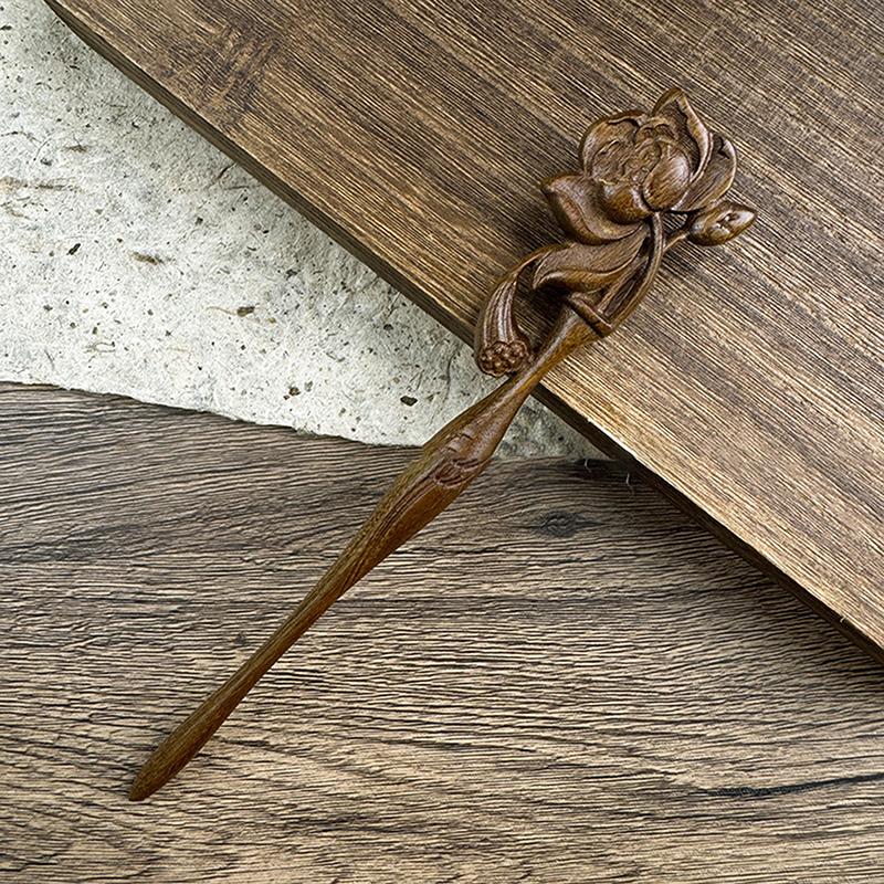 Chińskie sandałowe patyczki do włosów widelce styl retro ręcznie rzeźbione spinki do włosów kwiat zwierzę wzory styl pałeczek kobiety