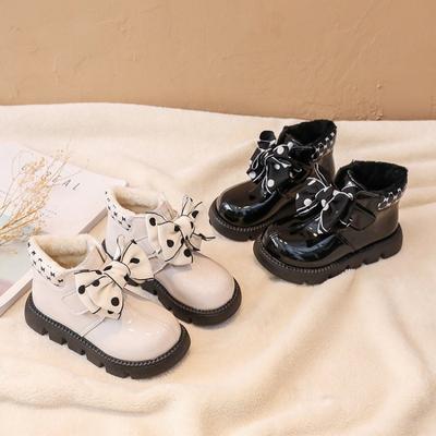 Autumn New Fashion Child Shoes Trendy Versatile Comfort Bow Girls' Boot Anti Slip Bottom Girl Shoe Simple Princess Ankle Boots