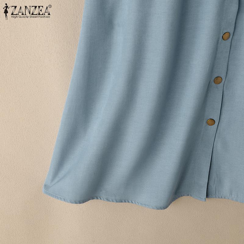 ZANZEA Γυναικείες casual ελαστικές στη μέση φαρδιά καλοκαιρινές φούστες