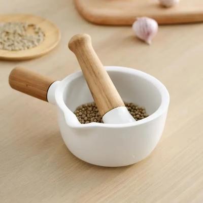 Avec Manche en Bois Pot à Écraser Manuel Broyage Efficace Bol à Broyer en Poterie Supplément Alimentaire