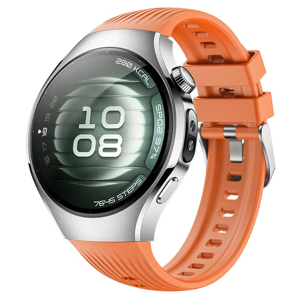 

For Huawei Watch 5 42mm Silicone Watch Band Vertical Stripes Wrist Strap Dark Green