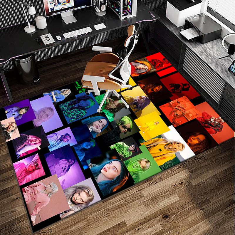 Bi-llie green Artwork Office Rug Chair Mat, Game Carpet, Suitable for Front Door, Bedroom, Living Room, Desk, Holiday Gift