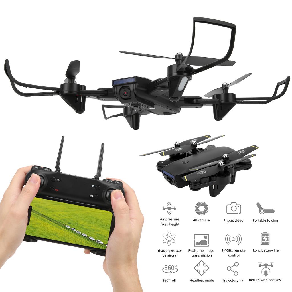 Remote Control 4K Camera Drone Altitude Hold Foldable RC Quadcopter with LED Light