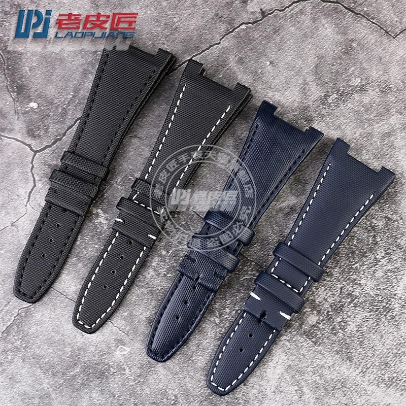 Geflochtenes Nylon Lederboden Uhrenarmband für IWC Ingenieur IW322703 IW372504 IW500501 IW378507 Iw323601 28*16mm Kerbband