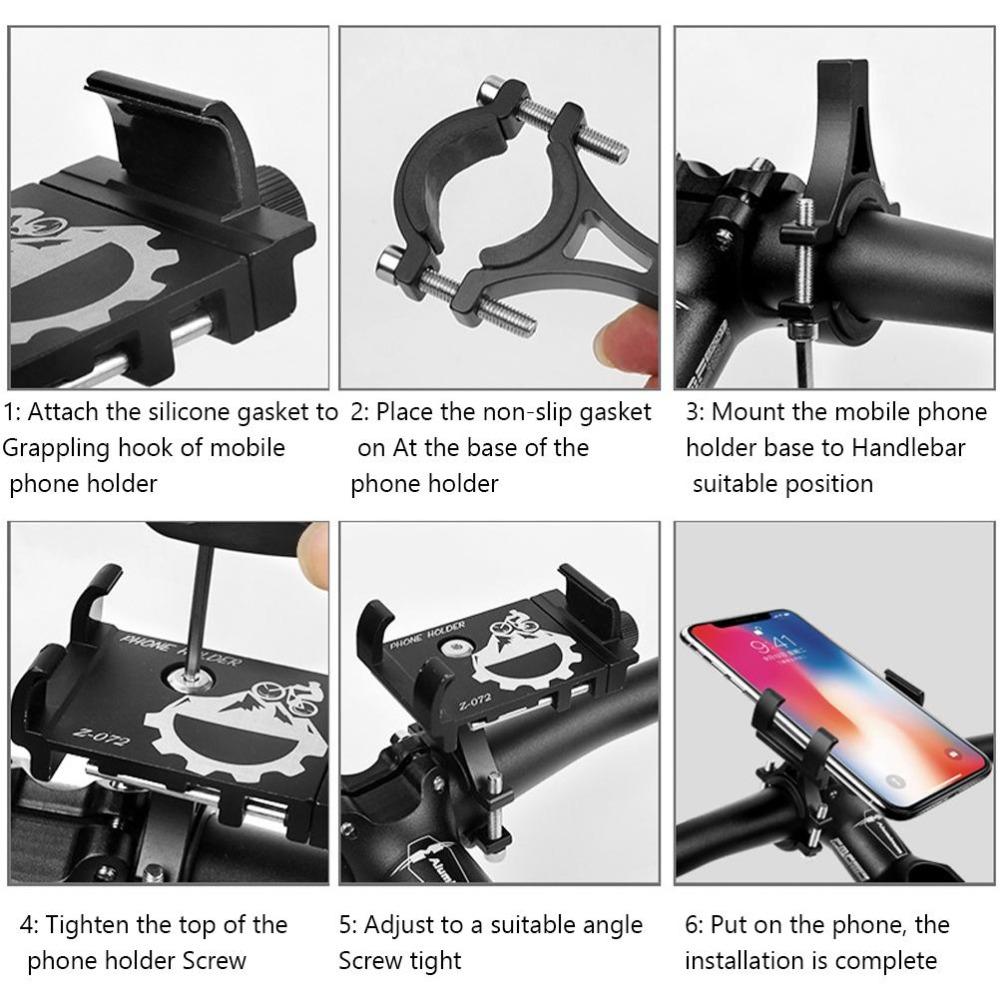 Red Bike Phone Mount Aluminum Alloy Motorcycle Phone Holder Bike Handlebar Phone Holder  Bicycle