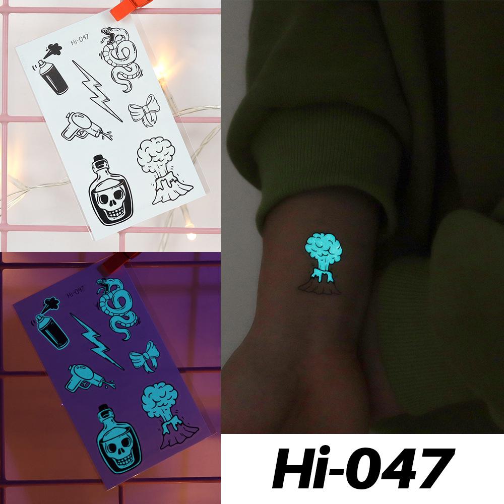 Waterproof Blue Luminous Tattoo Stickers: Snake & Butterfly Designs for Festivals
