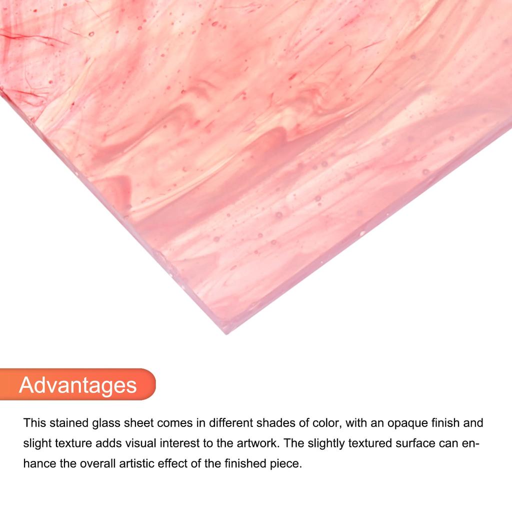 uxcell Stained Glass Sheet Mosaic Tile, 5.9" x 3.9", Light Pink, for Crafts, DIY, and Art Projects