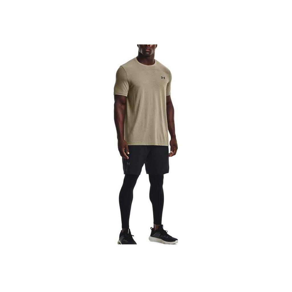Under Armour Vintage Logo Print Training Crew Neck Short Sleeve T-Shirt Men Tops Gray 1361131-037