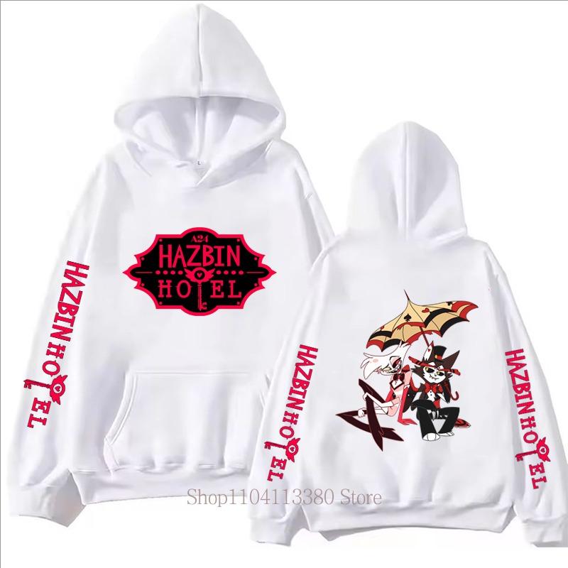 Hazbin Hotel Graphic Print Men Clothing Hoodies Fall Winter Casual Fashion Women Streetwear Long Sleeve Tops Fleece Pullover