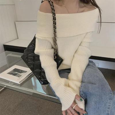 Chic Off-Shoulder White Sweater for Women - Slimming Knit Top