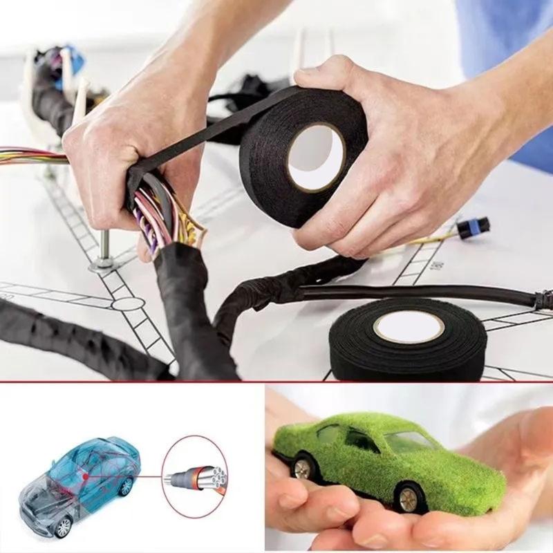 Wire Harness Automotive Cloth Tape Self-Adhesive Felt Cloth Electrical Tape Heat Resistant Harness Tape Easy to Use