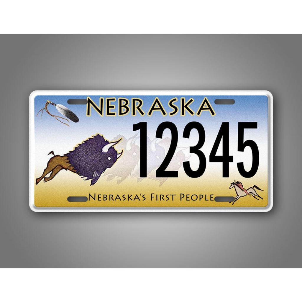 Personalized Nebraska First People License Plate Custom Text 6x12 Inch Metal Tin Sign Garage Man Cave Wall Decor
