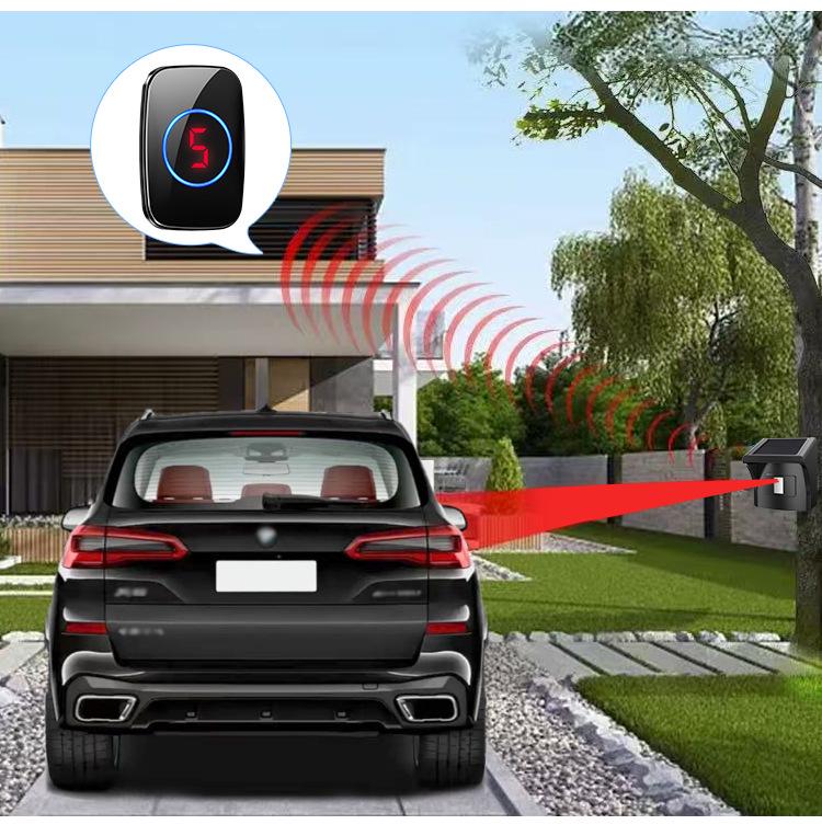Wireless Outdoor Solar Infrared Driveway and Pond Anti-Theft Alarm with Digital Display