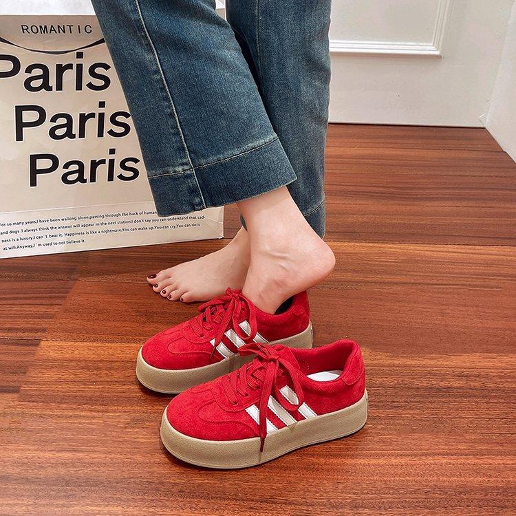 Leather popular breathable mesh yellow German training shoes women's 2025 new spring and summer versatile candy color board shoes Forrest Gump shoes