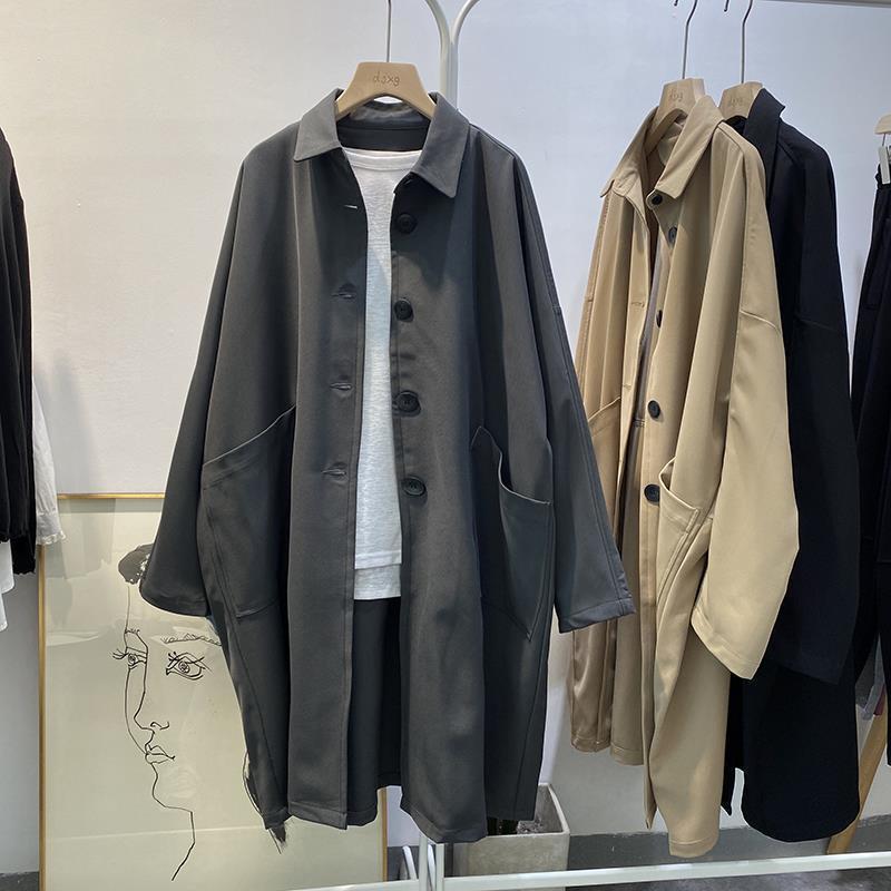 Petite Korean Style Autumn Workwear Jacket - Women's Loose Casual Mid-Length Trench Coat