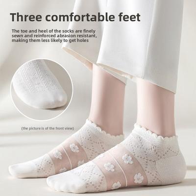Chaussettes d'été fines en maille de dentelle de soie glacée avec cristaux pour femmes